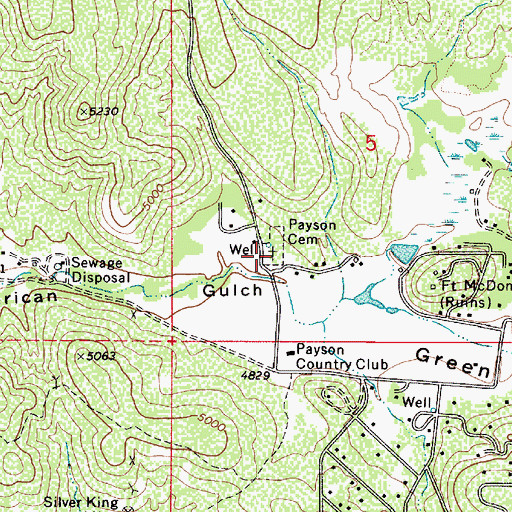 Topographic Map of Payson Pioneer Cemetery, AZ