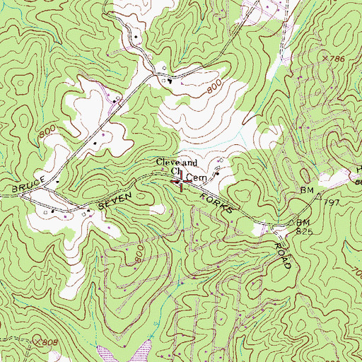 Topographic Map of Cleveland Church, GA