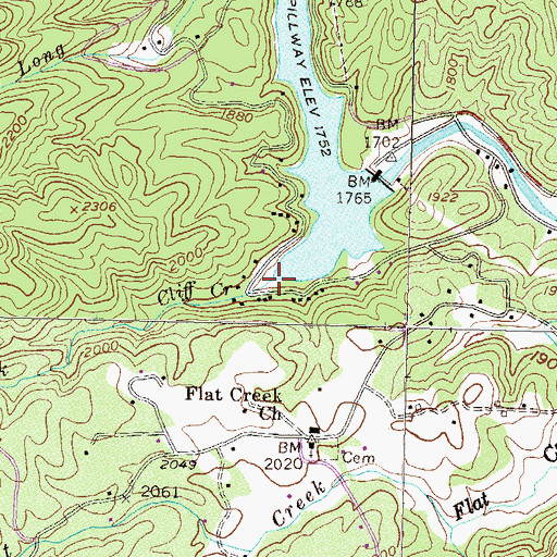 Topographic Map of Cliff Creek, GA