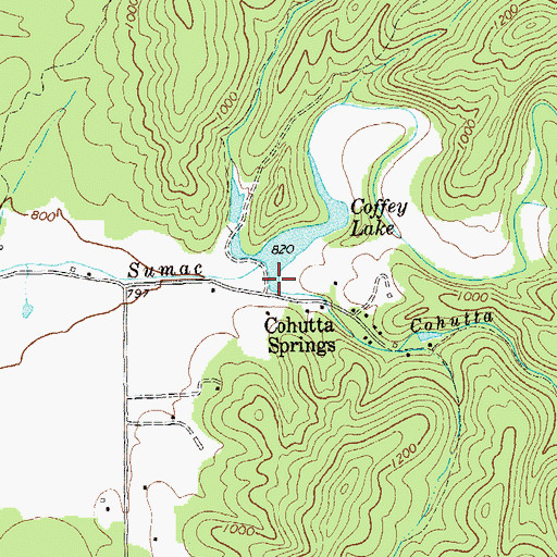 Topographic Map of Cohutta Springs Branch, GA