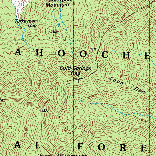 Topographic Map of Cold Springs Gap, GA