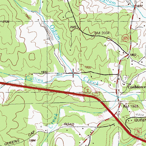 Topographic Map of Collins Branch, GA