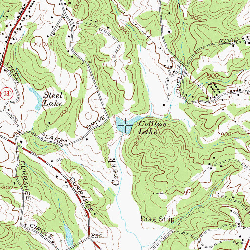 Topographic Map of Collins Lake, GA