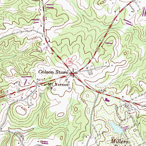 Topographic Map of Colson Store, GA