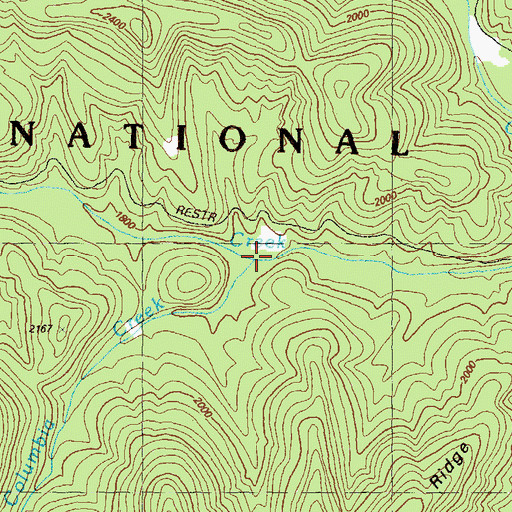 Topographic Map of Columbia Creek, GA
