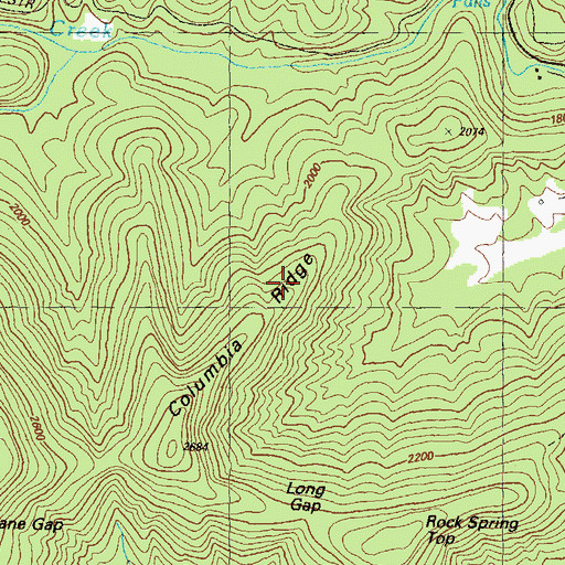Topographic Map of Columbia Ridge, GA