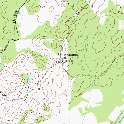 Topographic Map of Conasauga Church, GA