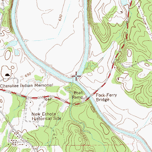 Topographic Map of Conasauga River, GA