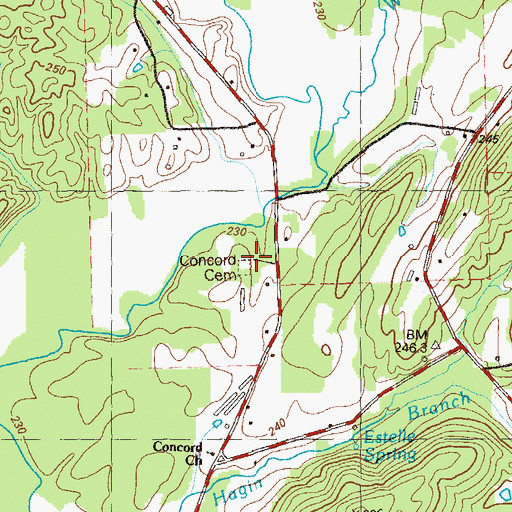 Topographic Map of Concord Cemetery, GA