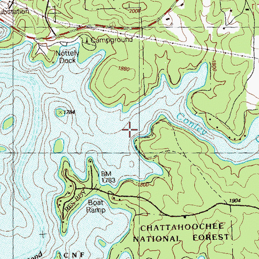 Topographic Map of Conley Creek, GA