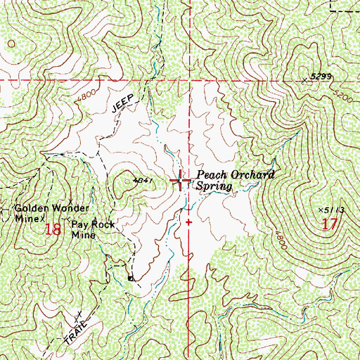 Topographic Map of Peach Orchard Spring, AZ
