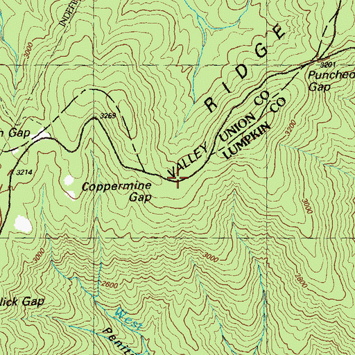 Topographic Map of Coppermine Gap, GA