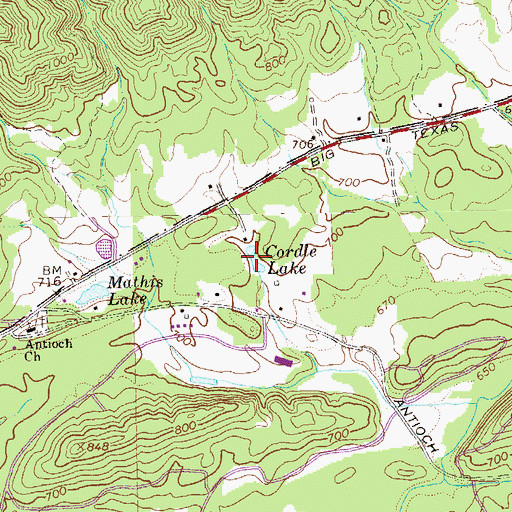 Topographic Map of Cordle Lake, GA