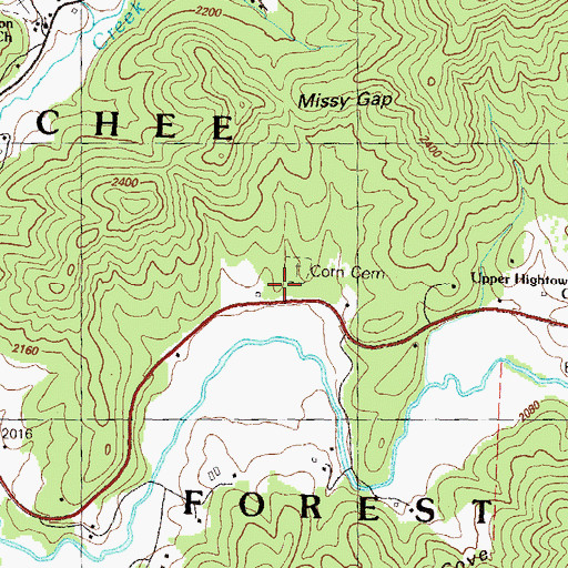Topographic Map of Corn Cemetery, GA