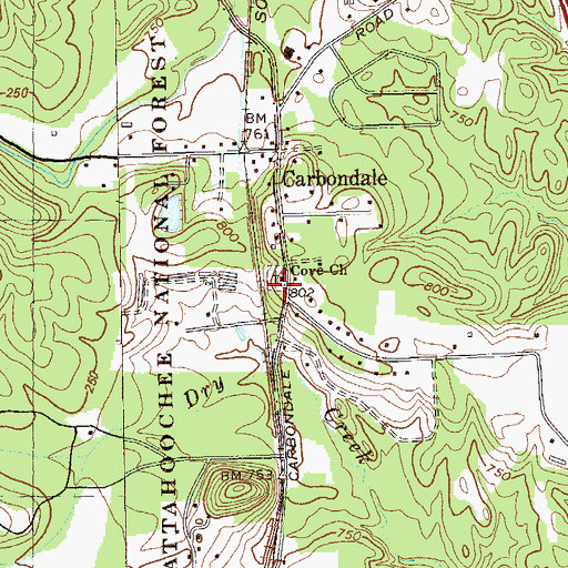 Topographic Map of Cove Church, GA