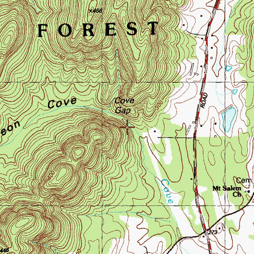 Topographic Map of Cove Gap, GA