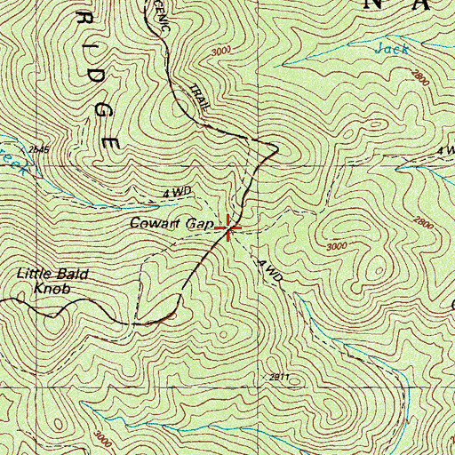 Topographic Map of Cowart Gap, GA