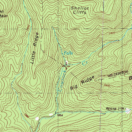Topographic Map of Cowrock Creek, GA