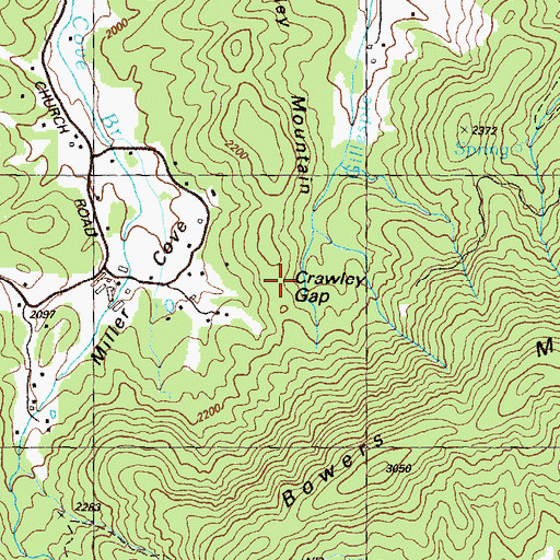 Topographic Map of Crawley Gap, GA