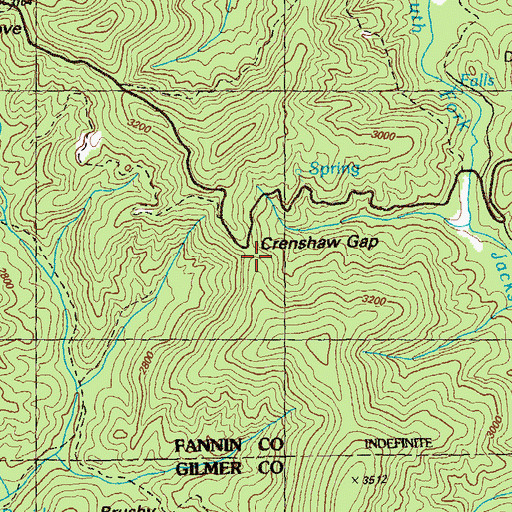 Topographic Map of Crenshaw Gap, GA