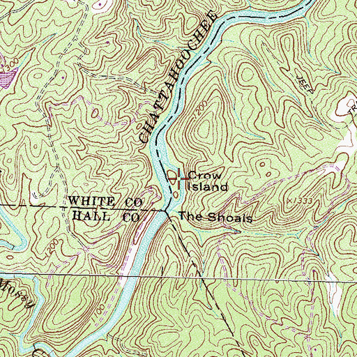 Topographic Map of Crow Island, GA