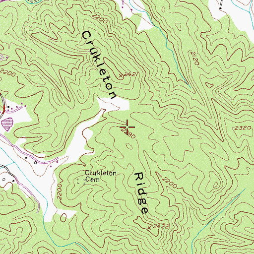Topographic Map of Crukleton Ridge, GA
