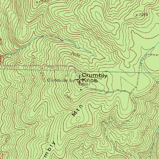 Topographic Map of Crumbly Knob, GA
