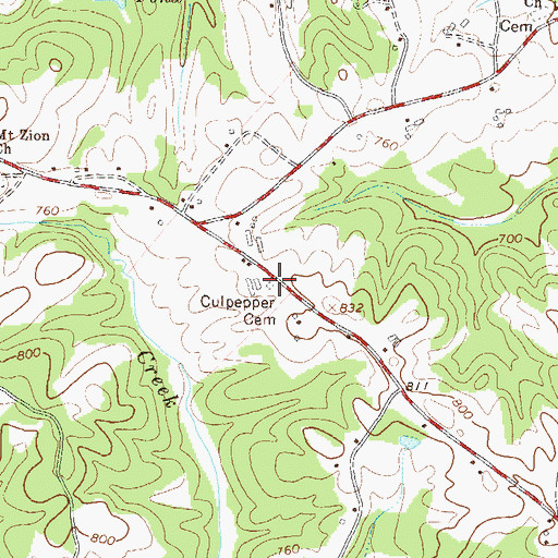 Topographic Map of Culpepper Cemetery, GA
