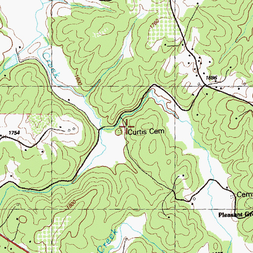 Topographic Map of Curtis Cemetery, GA