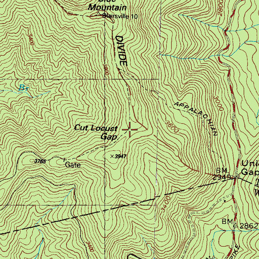 Topographic Map of Cut Locust Gap, GA