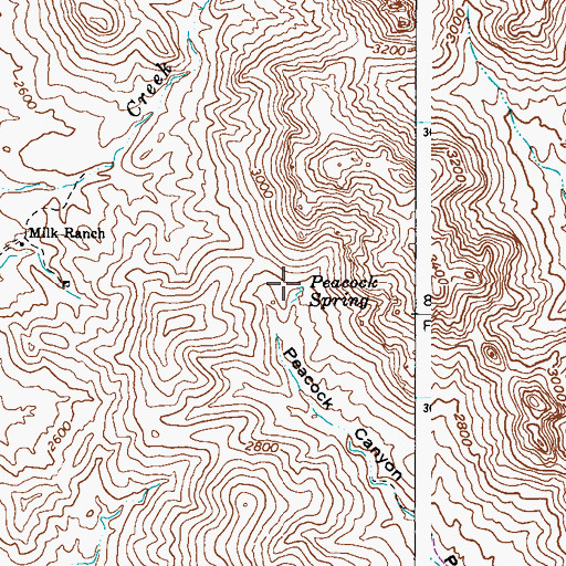 Topographic Map of Peacock Spring, AZ