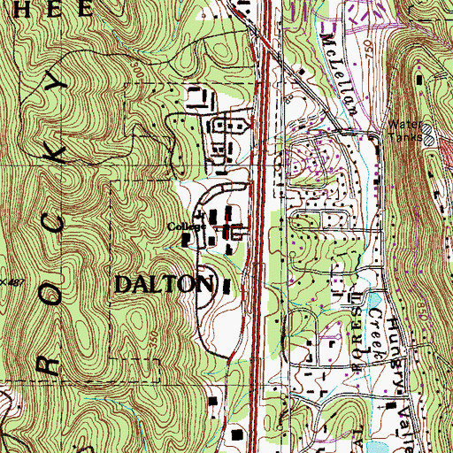 Topographic Map of Dalton State College, GA