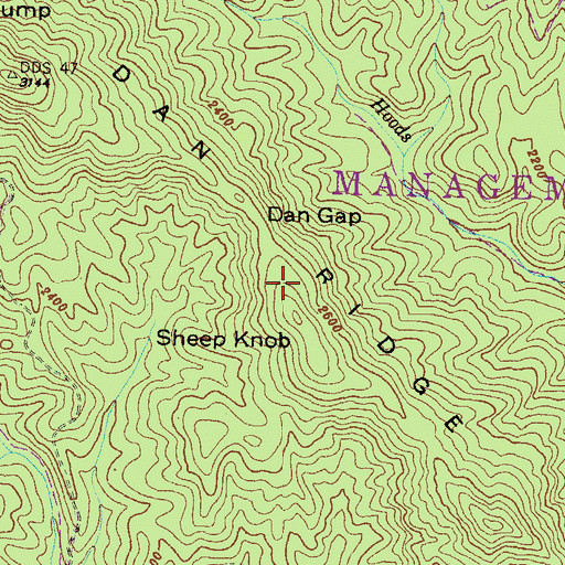 Topographic Map of Dan Ridge, GA