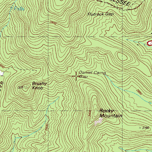 Topographic Map of Daniel Camp Gap, GA