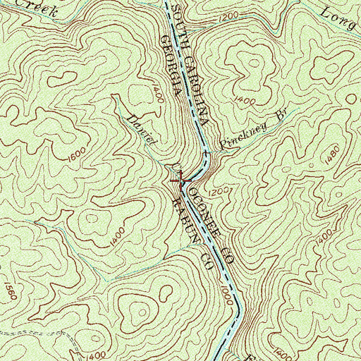 Topographic Map of Daniel Creek, GA