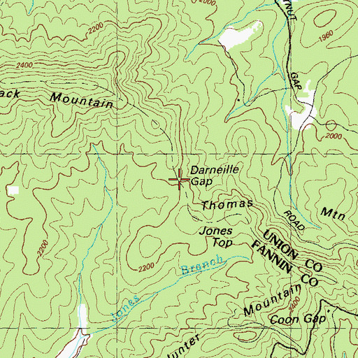 Topographic Map of Darneille Gap, GA