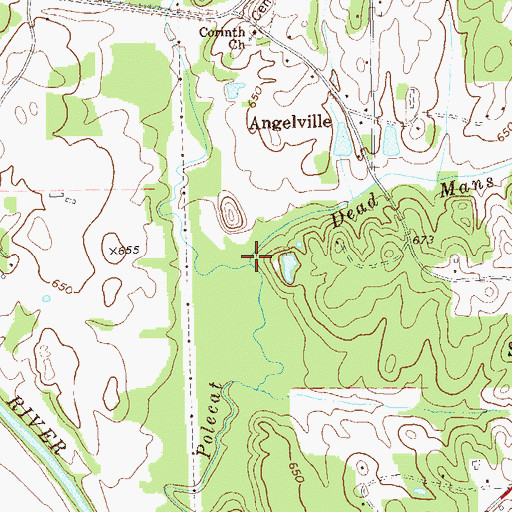 Topographic Map of Dead Mans Branch, GA