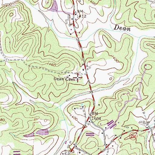 Topographic Map of Dean Cemetery, GA