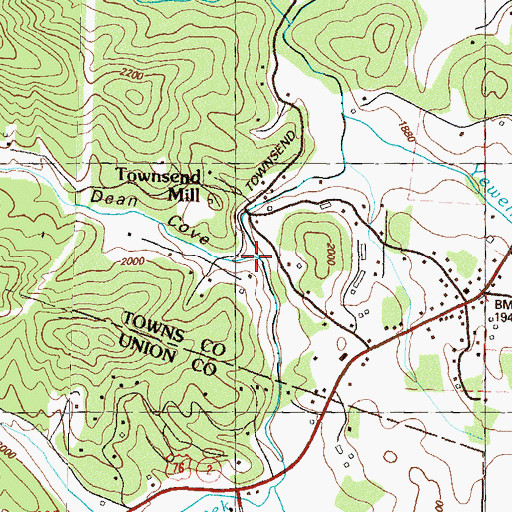 Topographic Map of Dean Cove, GA