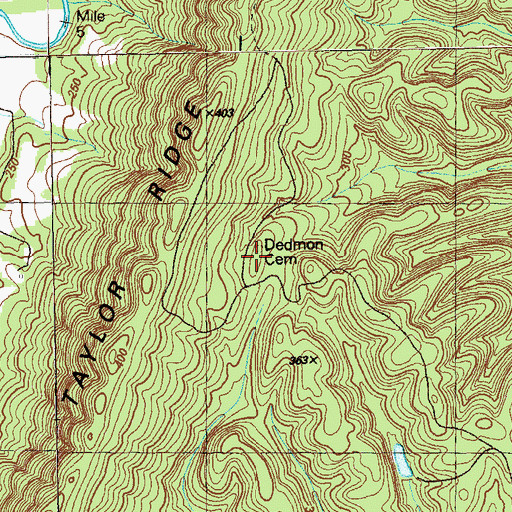 Topographic Map of Dedmon Cemetery, GA