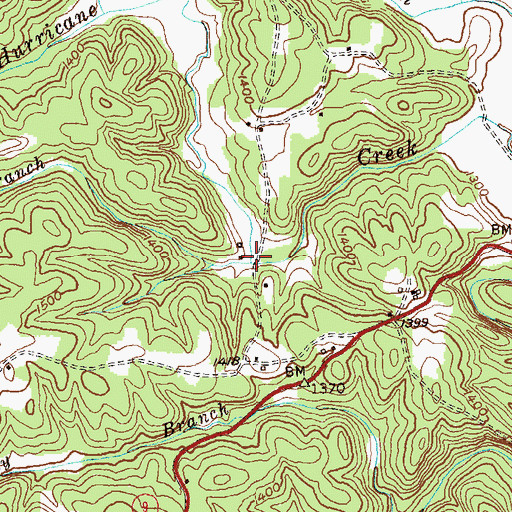 Topographic Map of Dennson Branch, GA