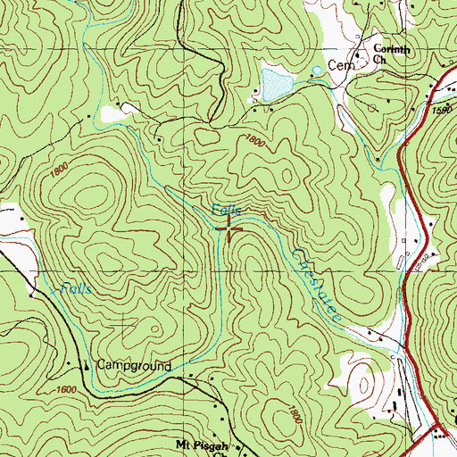 Topographic Map of Dicks Creek, GA