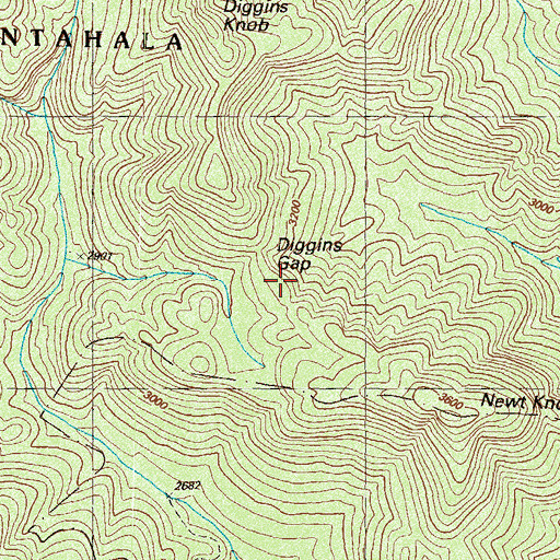 Topographic Map of Diggins Gap, GA
