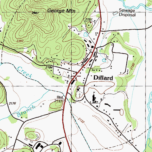 Topographic Map of Dillard, GA