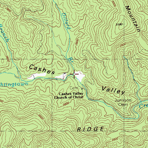 Topographic Map of Dillard Branch, GA
