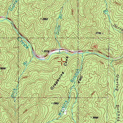 Topographic Map of Dills Branch, GA