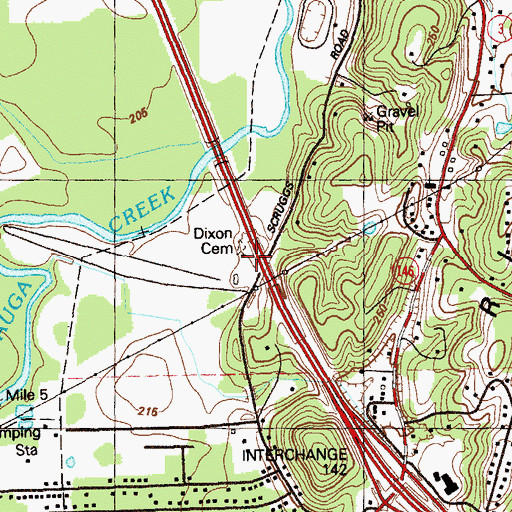 Topographic Map of Dixon Cemetery, GA