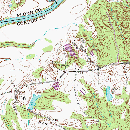 Topographic Map of Dodd Cemetery, GA