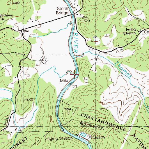Topographic Map of Dooley Creek, GA