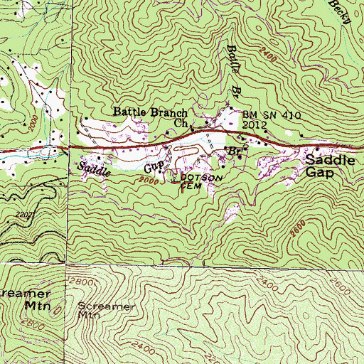 Topographic Map of Dotson Cemetery, GA